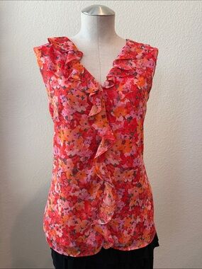 Vince Camuto Floral Sleeveless Top - Red and Pink